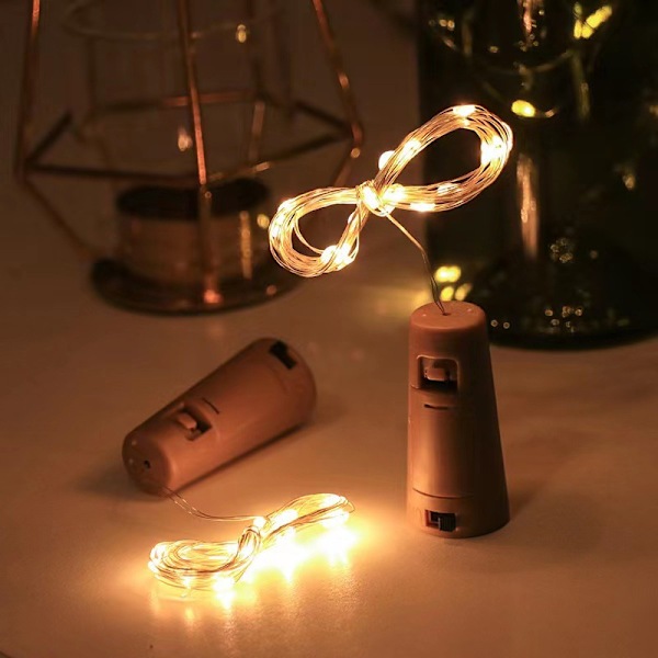 12 st LED-flasklampor koppartråd ljusslinga knappbatteri flasklampa mini flasklock ljusslinga present jul liten färglampa 2M flasklampa