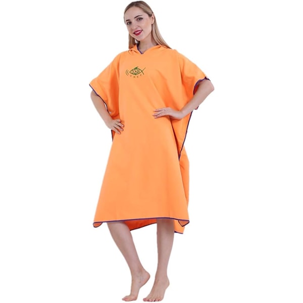 Unisex badrock Poncho strandhandduk mikrofiber Snabbtorkande badrock Poncho med huva Badhandduk (orange) orange