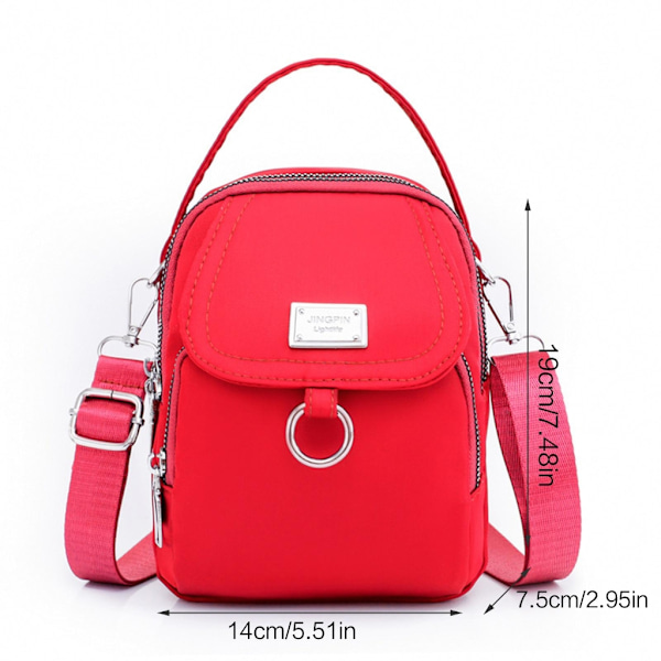 Liten axelväska för kvinnor - Enkel Crossbody-väska - Söt väska - 3-lagers mini handväska - Kvinnlig Messenger Bag - Ins Telefonväska Red