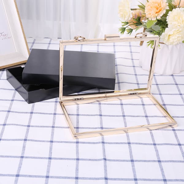 Rektangulär metallram Box Plånböcker Handtag för gör-det-själv handväskor Aftonväska Clutch Acc