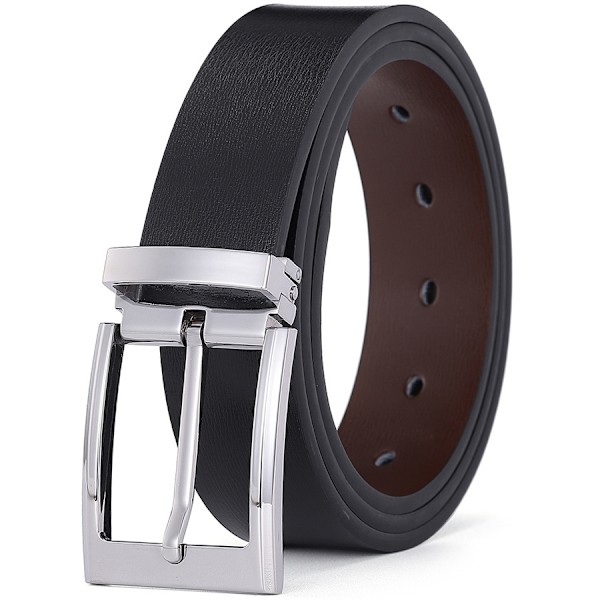 Herrar Spänne Bälte i Läder, Mode Herrbyxor Bälte Dubbelsidigt Tvålagers Läder (Svart) 135 CM (midjemått) Black