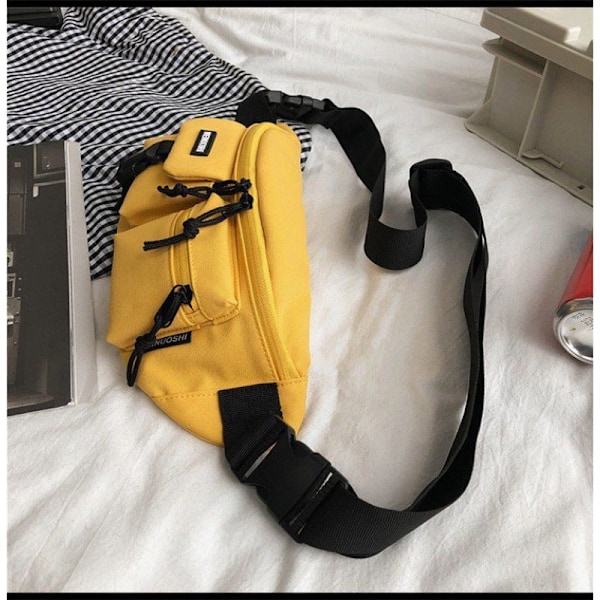 Trendig midjeväska i nylon för män och kvinnor - perfekt för studenter, sport och vardag - enkel axel- och crossbody-väska för mobiltelefon Yellow calf