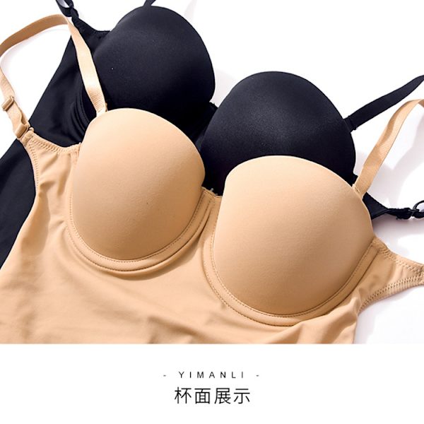Rygglös Body Shaper för kvinnor Push Up BH Låg rygg String Bodysuit Svart M Black