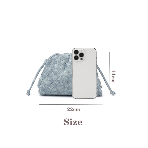 PU vävd väska Satchel Cloud Mini läder clutchväska white