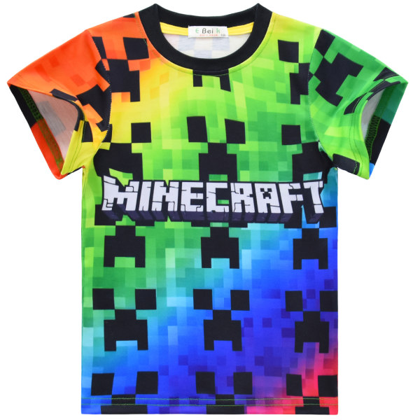 Minecraft stor pojke kortärmad T-shirt + byxor i två set Som på bilderna 160cm As in pictures