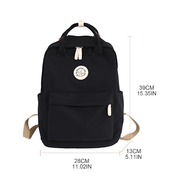 Tjej Skolryggsäck Mode Dam Nylon Skolväska Japansk Laptop Ryggsäck Cool kvinnlig Bokväska Studentväskor Black