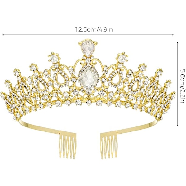 Tiara kristallkrona med strass kam, lämplig för brudkrona, bröllop, bal, tiara för barn, prinsesskrona