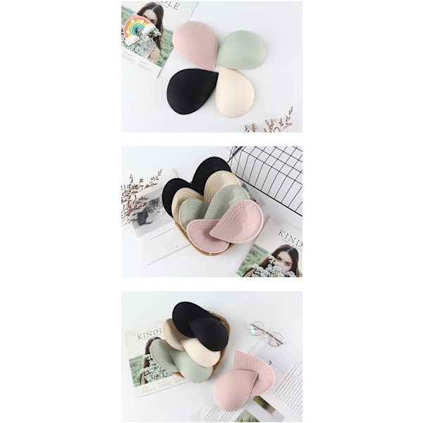4 par latexbröstkuddar förtjockade med Soft Touch Drop Cups för att öka andningsförmågan och anti-bländning Tube Top Tube Top Insert Dam BH (L, svart