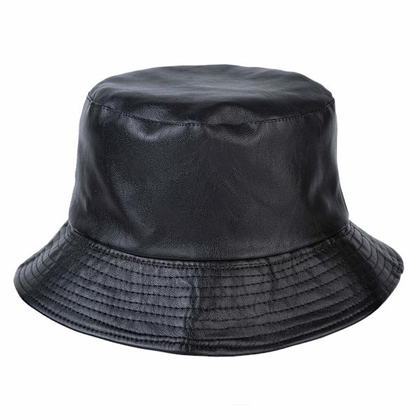 Retro Solskyddshätta Hinkhatt Neutral Mode Hinkhatt PU Läder Regntät Hätta Vattentät (Svart) Black