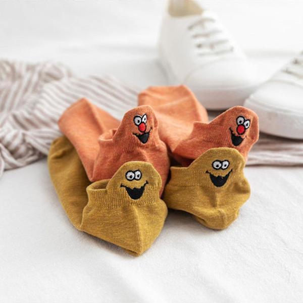 Söta strumpor 10 par bomull Kawaii broderi roliga strumpor flickstrumpor vår sommar båtstrumpor bakhäl konstiga uttryck