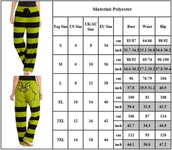 Jul Kvinnors Grinch Tryckta Byxor Pyjamas Vinter Varma Present M