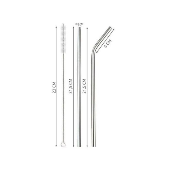 8-PACK Rostfria Metallsugrör silver