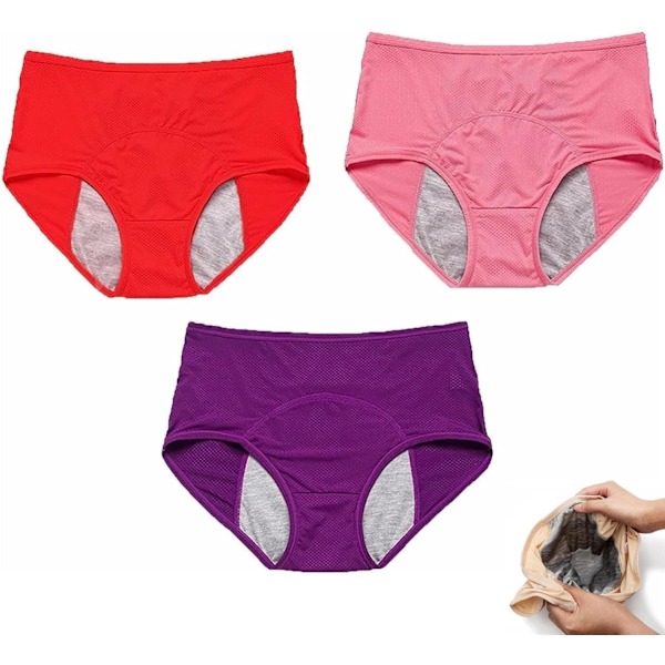 3-pack läckagesäkra damunderkläder - läckagesäkra trosor för över 60 #s inkontinens D 3XL D