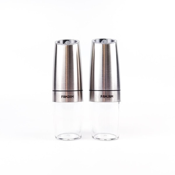 Famjam 2st Kryddkvarn Elektrisk Gravity-sensor Kryddkvarnar SILVER