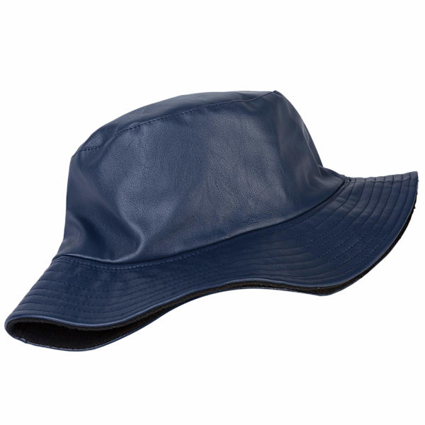 Retro Solskyddshätta med Hinkform Solskydd Neutral Mode Hinkhatt PU Läder Regntät Vattentät (Mörkblå) drak blue