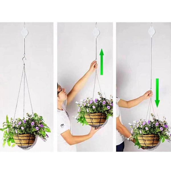 2 st Trädgårds Utdragbar Hak Lyftbar Hängande Korg Blomma Kruka Fågelbur Utdragbar Hem Sticky Hook Stretch white