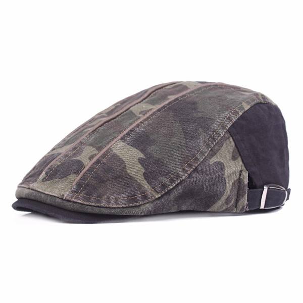Baskerhatt Kamouflage Peaked Cap Herr Basker Vår och höst Utomhus Solhatt Tvättad bomull Advance Hattar Cap Black Adjustable Black