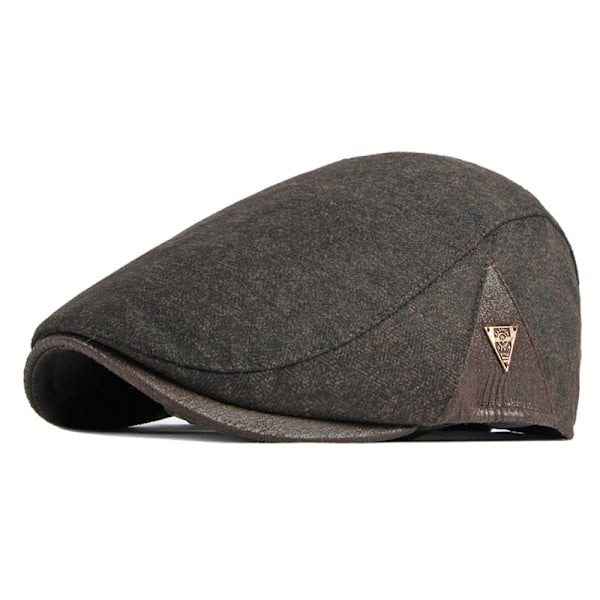 Höst/Vinterhatt Herr Beret Brittisk Retro Splicing Tjock Varm Anka Tung Hatt Kvinna Litterär Ungdom Framåt Hatt (Kaffee)