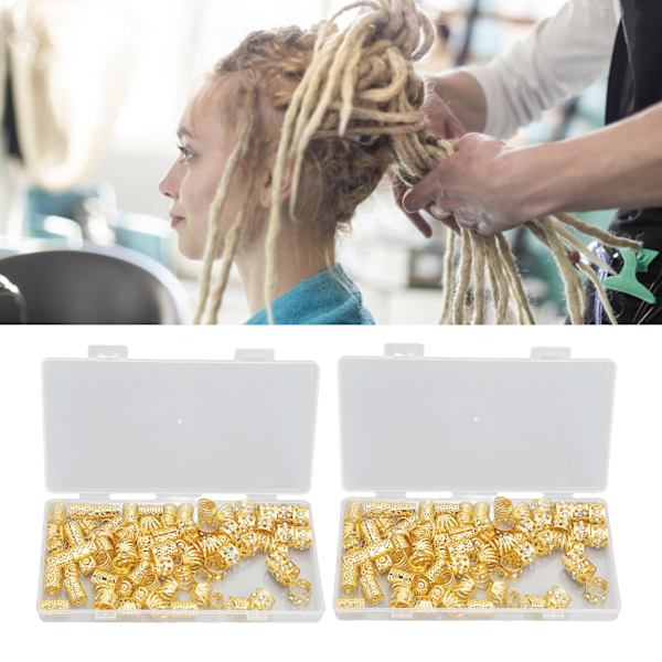 Dreadlock-ringar - ihåliga, fashionabla dreadlock-smycken, tillbehör för hårförlängning, perukdekoration, gyllene