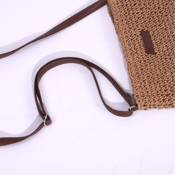 Sommar Halm Crossbody väska Dam Beach Holiday vävda axel handväska Plånböcker Khaki