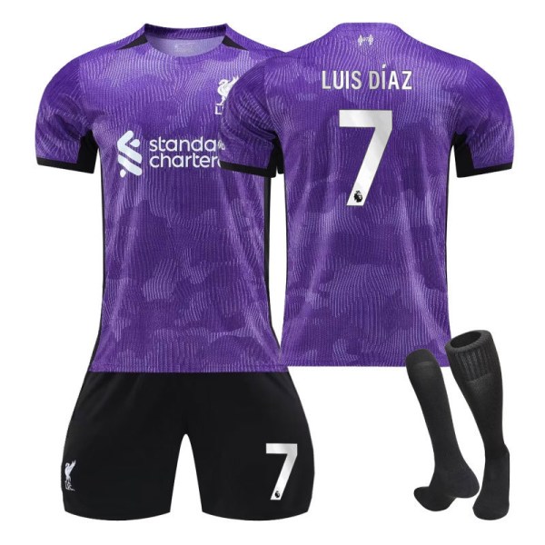 Liverpools andra bortamatchtröja för barn 2023-24 NO.7 LUIS DIAZ 24 NO.7 LUIS DIAZ