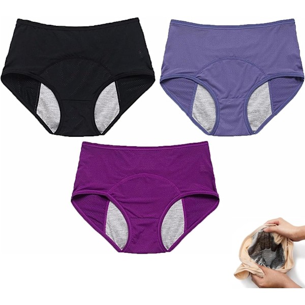 3-pack läckagesäkra damunderkläder - läckagesäkra trosor för över 60 #s inkontinens E 4XL E