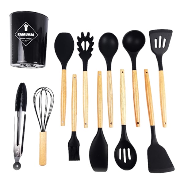 Silikonredskap Matlagning Set 12 delar Silicone + Bamboo