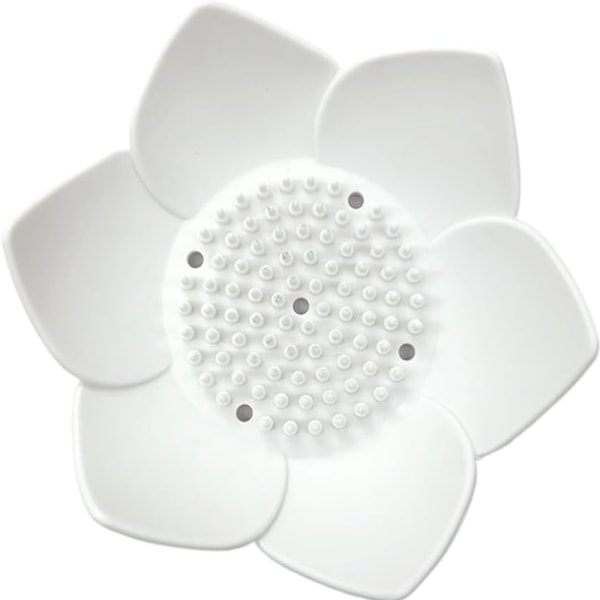 Lotus 3D blomma silikon tvålkopp utan hål enkel förvaringsställ badrum tvålkopp - Lotus - vit white