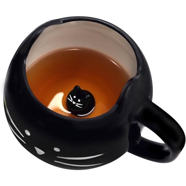 Vattenkopp mugg kreativ kaffemugg keramisk tecknad djur kattformad flicka gåva svart