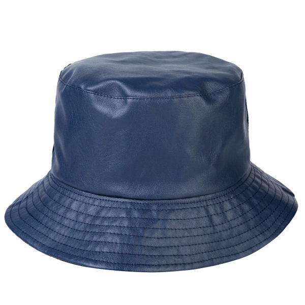 Retro Solskyddshätta med Hinkform Solskydd Neutral Mode Hinkhatt PU Läder Regntät Vattentät (Mörkblå) drak blue