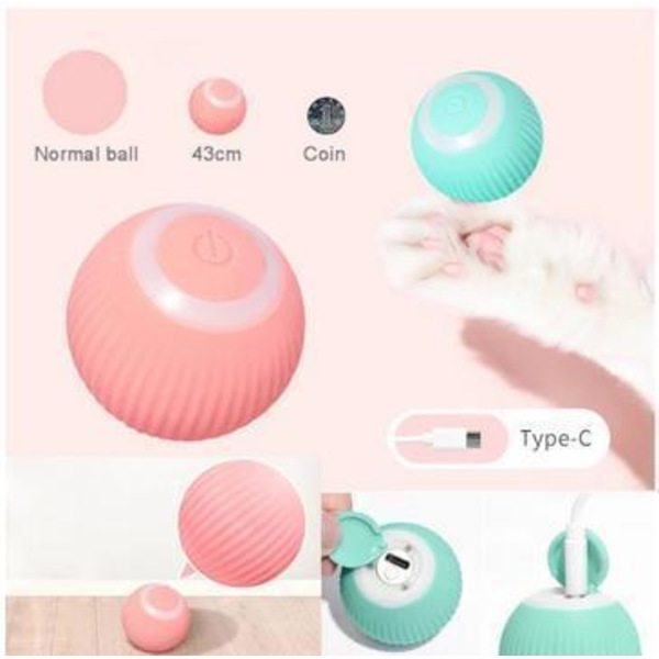Aktivera bollen - Rullande boll - Intelligent och rolig kattretande boll, katttänder slipning, bitmotstånd, självnjutning, lindra tristess pink