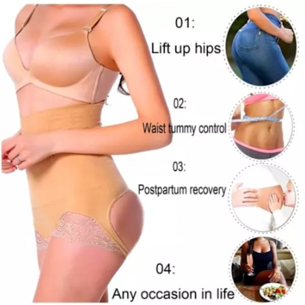 Shapewear för att lyfta rumpan, kontrollera rumpan och spänna magen, sömlösa byxor med hög midja för att smalna av, PP för att förbättra rumpan svart M/L black