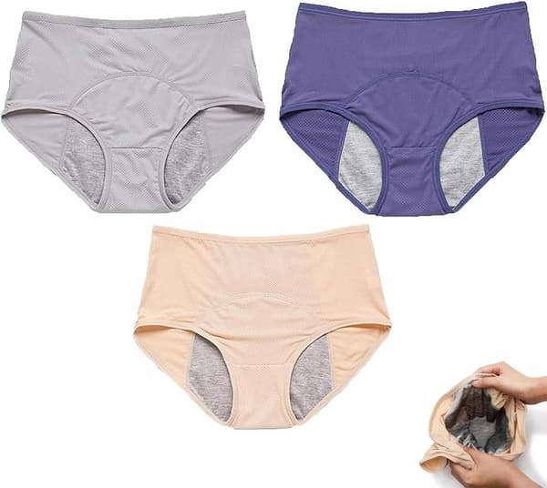 3-pack läckagesäkra damunderkläder - läckagesäkra trosor för över 60 #s inkontinens E XL E
