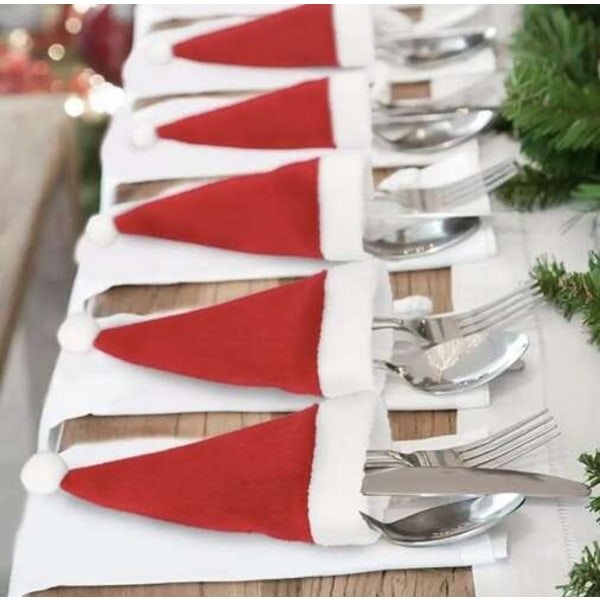 12 st Julhattar, Julhatt, Kniv & Gaffel Set, Julbordsartiklar, Hem Dekoration