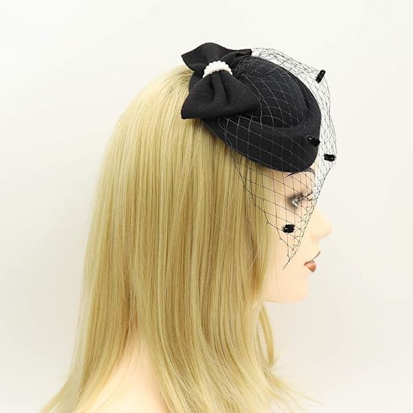 Rosett Pillbox Fascinator Hatt Bröllop Tea Party Hatt för kvinnor