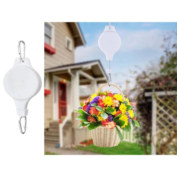 2 st Trädgårds Utdragbar Hak Lyftbar Hängande Korg Blomma Kruka Fågelbur Utdragbar Hem Sticky Hook Stretch white