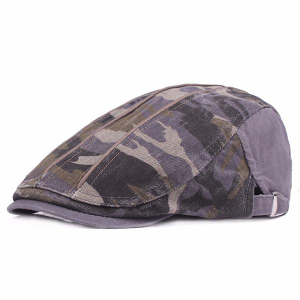 Baskerhatt Kamouflage Peaked Cap Herr Basker Vår och höst Utomhus Solhatt Tvättad bomull Advance Hattar Cap Gray Adjustable Gray