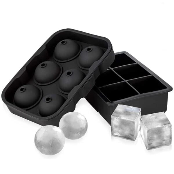 2-pack silikon isform - 6 stora isbitar och isbollar svart black