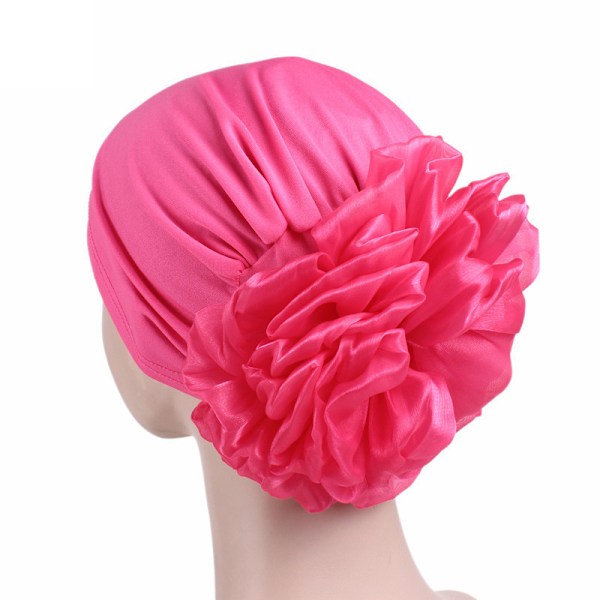 Damer stor blomma turban hatt mössa hatt turban retro kran Rose red