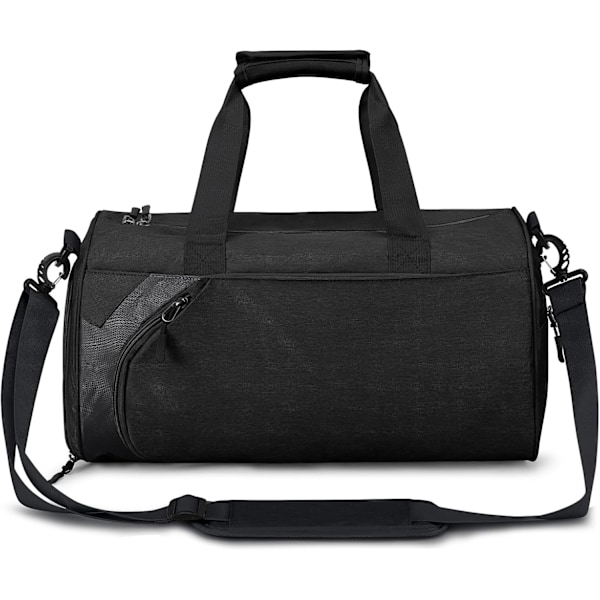 Gymväska med skofack och fack för vått och torrt, sportväska för män, crossbody-väska, basketväska, yogaväska, enkel axelväska, kortare resor, svart