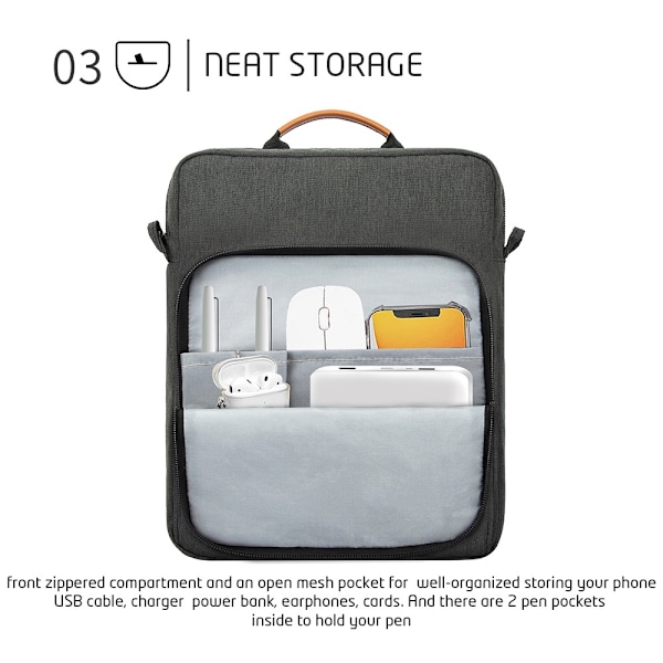 Minimalistisk tablettväska för iPad, passar 11-tums surfplattor och bärbara datorer, enkel axelrem/crossbody-väska (svart grå)