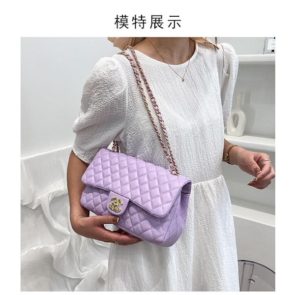 2025 ny modetrend mångsidig diamantrutnätskedjeväska explosivt temperament enkel axelremsväska crossbody-väska damväska violets
