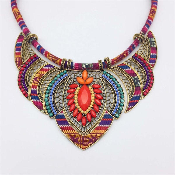 Etnisk stil Chunky Färgglad Bohemian Festival Tribal Pärl Halsband Choker Kostym Halsband Dam Smycken