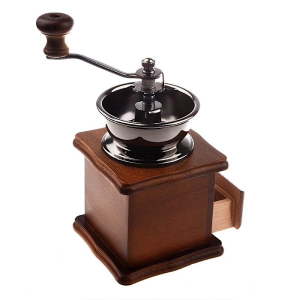 Klassisk Mini Handvevad Solid Trä Kaffekvarn Keramisk Kärna Kaffeböna Grinder Malmaskin Kaffemaskin brown