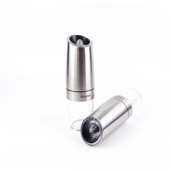 Famjam 2st Kryddkvarn Elektrisk Gravity-sensor Kryddkvarnar Black
