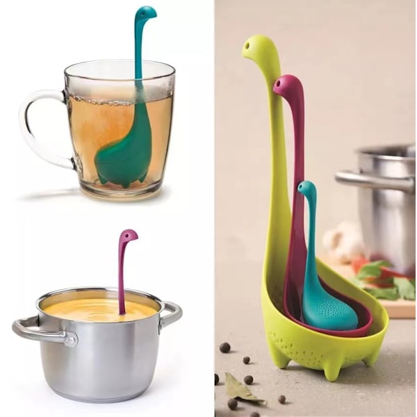 3 st Hem Kreativa Soppslev Nessie Sjömonster Teinfuserare Multifunktionella Kök Matlagningsverktyg