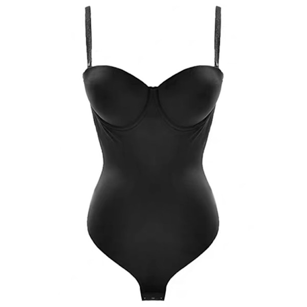 Rygglös Body Shaper för kvinnor Push Up BH Låg rygg String Bodysuit Svart M Black