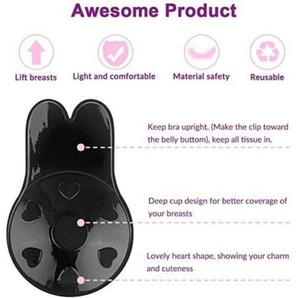 2 par osynliga push-up BH:ar, självhäftande BH:ar med prickig design, push-up BH utan axelband, sommar osynliga silikonunderkläder 11,5 cm