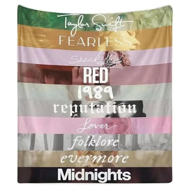 Taylor Swift The Eras Tour Filt Throw högupplöst mjuk varm fluffig filt för sovrum, flanell, soffa, festdekorationspresent (100*130cm) B