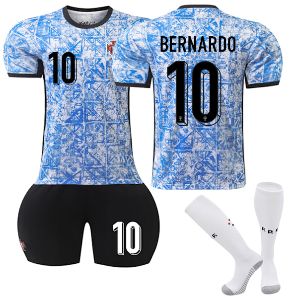 2024 UEFA Portugal Bortalag Fotbollströja Uniform Lag Träningströjor #10 Bernardo Adult XS(160-165cm)